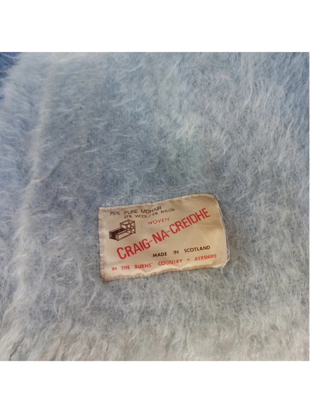 Craig-Na-Creidhe Mohair Blanket Blue Plaid 4x6